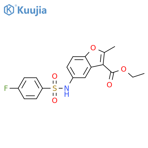 ethyl 5-(4-fluorobenzenesulfonamido)-2-methyl-1-benzofuran-3-carboxylate structure