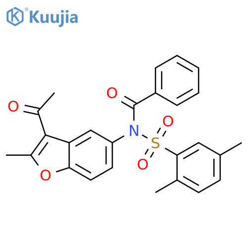 N-(3-acetyl-2-methyl-1-benzofuran-5-yl)-N-(2,5-dimethylbenzenesulfonyl)benzamide structure