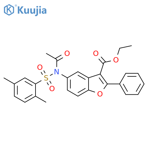 ethyl 5-N-(2,5-dimethylbenzenesulfonyl)acetamido-2-phenyl-1-benzofuran-3-carboxylate structure