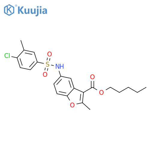pentyl 5-(4-chloro-3-methylbenzenesulfonamido)-2-methyl-1-benzofuran-3-carboxylate structure
