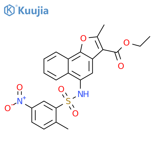 ethyl 2-methyl-5-(2-methyl-5-nitrobenzenesulfonamido)naphtho1,2-bfuran-3-carboxylate structure