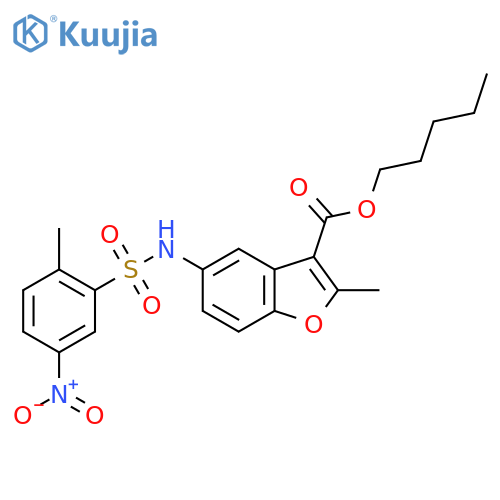 pentyl 2-methyl-5-(2-methyl-5-nitrobenzenesulfonamido)-1-benzofuran-3-carboxylate structure