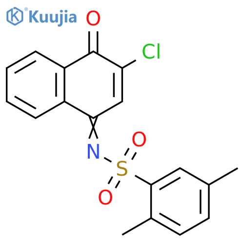 N-(1Z)-3-chloro-4-oxo-1,4-dihydronaphthalen-1-ylidene-2,5-dimethylbenzene-1-sulfonamide structure