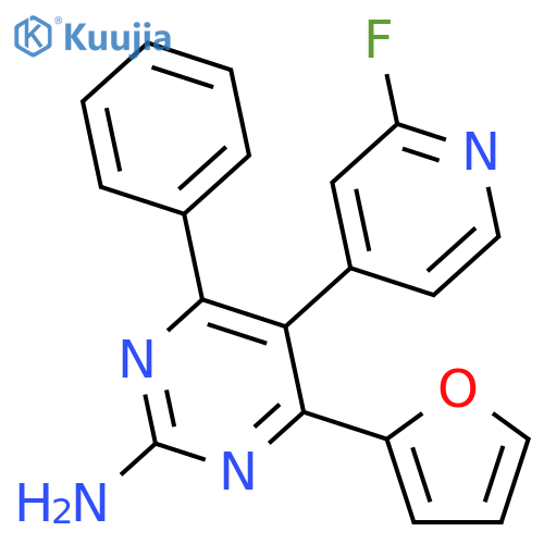 2-Pyrimidinamine, 5-(2-fluoro-4-pyridinyl)-4-(2-furanyl)-6-phenyl- structure