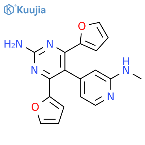 2-PYRIMIDINAMINE, 4,6-DI-2-FURANYL-5-[2-(METHYLAMINO)-4-PYRIDINYL]- structure