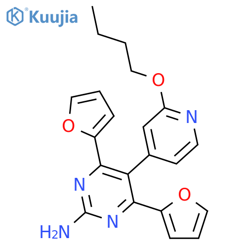 2-PYRIMIDINAMINE, 5-(2-BUTOXY-4-PYRIDINYL)-4,6-DI-2-FURANYL- structure