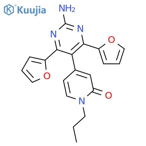 2(1H)-Pyridinone, 4-(2-amino-4,6-di-2-furanyl-5-pyrimidinyl)-1-propyl- structure