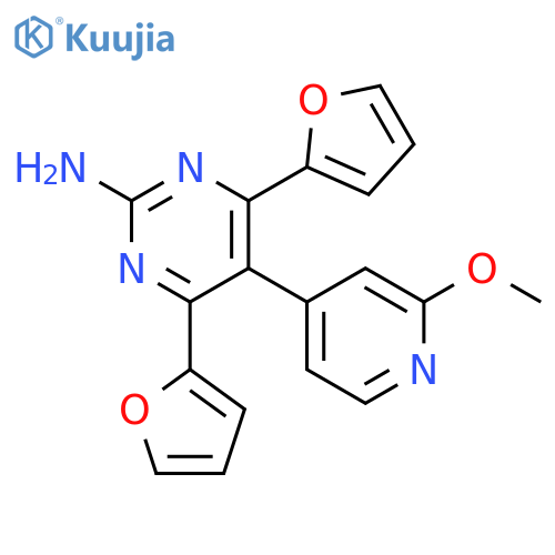 2-PYRIMIDINAMINE, 4,6-DI-2-FURANYL-5-(2-METHOXY-4-PYRIDINYL)- structure