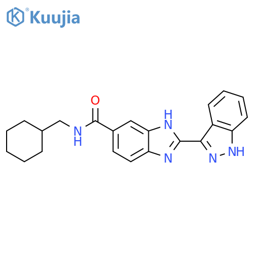 1H-Benzimidazole-5-carboxamide,N-(cyclohexylmethyl)-2-(1H-indazol-3-yl)- structure
