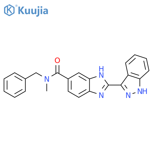 1H-Benzimidazole-5-carboxamide,2-(1H-indazol-3-yl)-N-methyl-N-(phenylmethyl)- structure