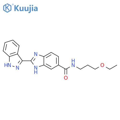 1H-Benzimidazole-5-carboxamide,N-(3-ethoxypropyl)-2-(1H-indazol-3-yl)- structure