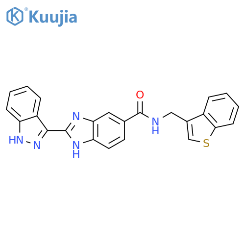 1H-Benzimidazole-5-carboxamide,N-(benzo[b]thien-3-ylmethyl)-2-(1H-indazol-3-yl)- structure