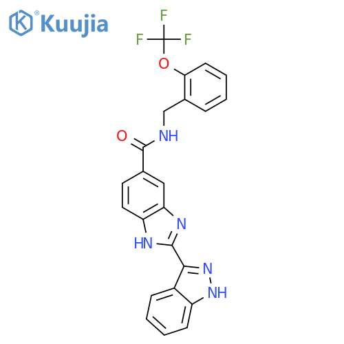 1H-Benzimidazole-5-carboxamide,2-(1H-indazol-3-yl)-N-[[2-(trifluoromethoxy)phenyl]methyl]- structure