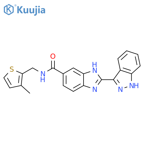 1H-Benzimidazole-5-carboxamide,2-(1H-indazol-3-yl)-N-[(3-methyl-2-thienyl)methyl]- structure