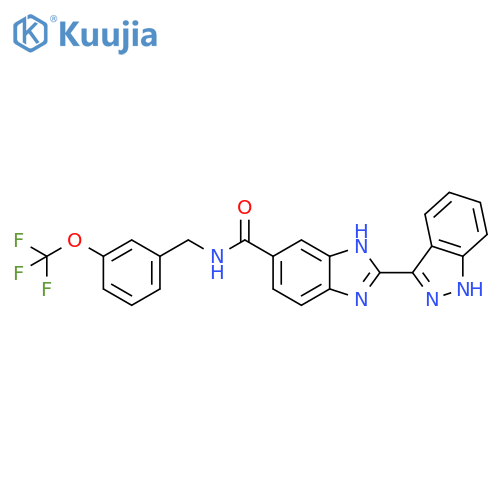 1H-Benzimidazole-5-carboxamide,2-(1H-indazol-3-yl)-N-[[3-(trifluoromethoxy)phenyl]methyl]- structure