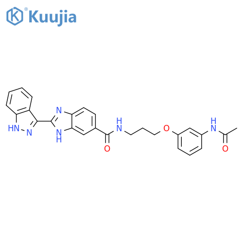 1H-Benzimidazole-5-carboxamide,N-[3-[3-(acetylamino)phenoxy]propyl]-2-(1H-indazol-3-yl)- structure
