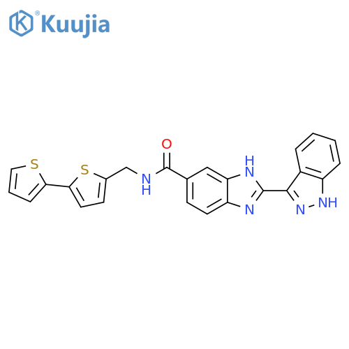 1H-Benzimidazole-5-carboxamide,N-([2,2'-bithiophen]-5-ylmethyl)-2-(1H-indazol-3-yl)- structure