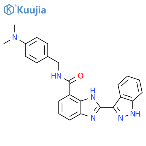 1H-Benzimidazole-4-carboxamide,N-[[4-(dimethylamino)phenyl]methyl]-2-(1H-indazol-3-yl)- structure