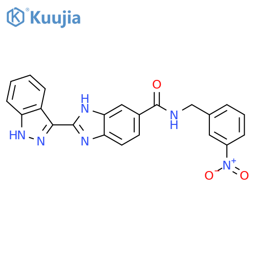 1H-Benzimidazole-5-carboxamide,2-(1H-indazol-3-yl)-N-[(3-nitrophenyl)methyl]- structure