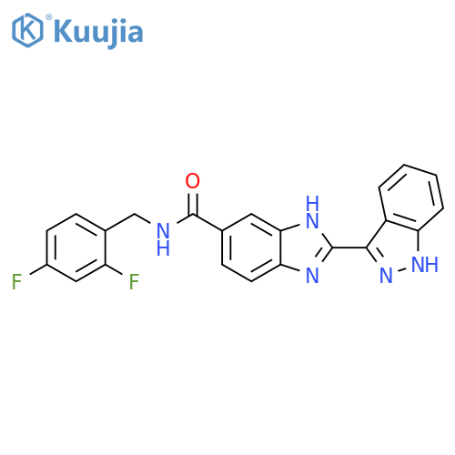 1H-Benzimidazole-5-carboxamide,N-[(2,4-difluorophenyl)methyl]-2-(1H-indazol-3-yl)- structure