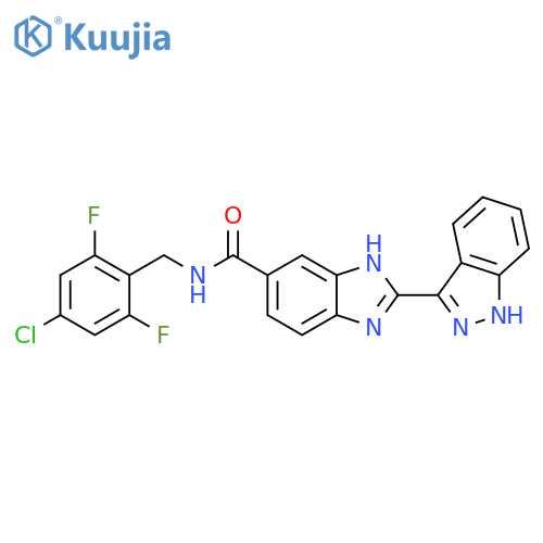 1H-Benzimidazole-5-carboxamide,N-[(4-chloro-2,6-difluorophenyl)methyl]-2-(1H-indazol-3-yl)- structure