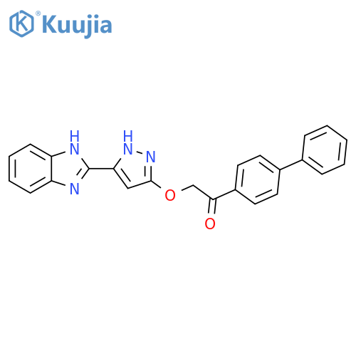 Ethanone,2-[[5-(1H-benzimidazol-2-yl)-1H-pyrazol-3-yl]oxy]-1-[1,1'-biphenyl]-4-yl- structure