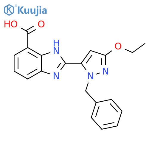 1H-Benzimidazole-4-carboxylic acid,2-[3-ethoxy-1-(phenylmethyl)-1H-pyrazol-5-yl]- structure