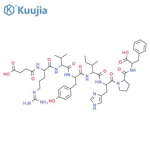 N~2~-(3-carboxypropanoyl)-N~5~-(diaminomethylidene)-L-ornithyl-L-valyl-L-tyrosyl-L-isoleucyl-L-histidyl-L-prolyl-L-phenylalanine structure