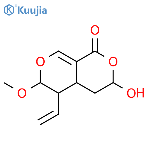 1H,3H-Pyrano[3,4-c]pyran-1-one, 5-ethenyl-4,4a,5,6-tetrahydro-3-hydroxy-6-methoxy- (9CI) structure