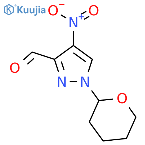 1H-Pyrazole-3-carboxaldehyde, 4-nitro-1-(tetrahydro-2H-pyran-2-yl)- structure