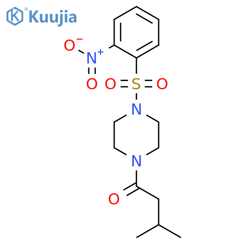 1-(3-methylbutanoyl)-4-[(2-nitrophenyl)sulfonyl]piperazine structure