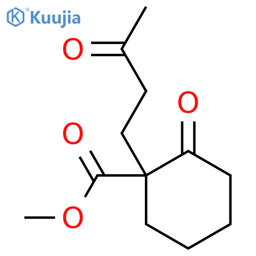Cyclohexanecarboxylic acid, 2-oxo-1-(3-oxobutyl)-, methyl ester, (1S)- structure