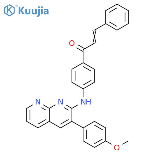 2-Propen-1-one,1-[4-[[3-(4-methoxyphenyl)-1,8-naphthyridin-2-yl]amino]phenyl]-3-phenyl- structure