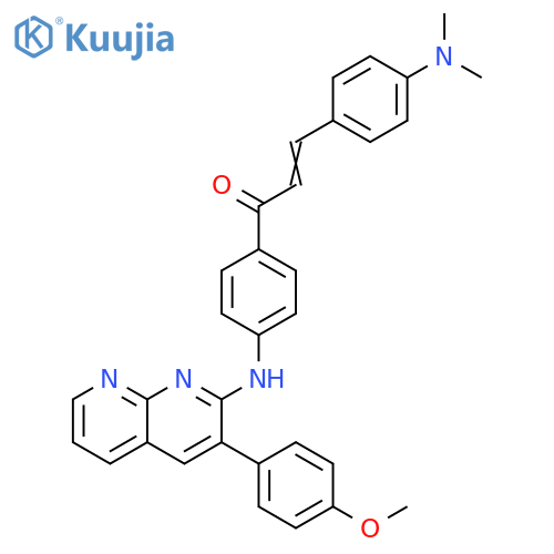 2-Propen-1-one,3-[4-(dimethylamino)phenyl]-1-[4-[[3-(4-methoxyphenyl)-1,8-naphthyridin-2-yl]amino]phenyl]- structure