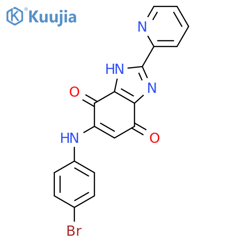 1H-BENZIMIDAZOLE-4,7-DIONE, 5-[(4-BROMOPHENYL)AMINO]-2-(2-PYRIDINYL)- structure