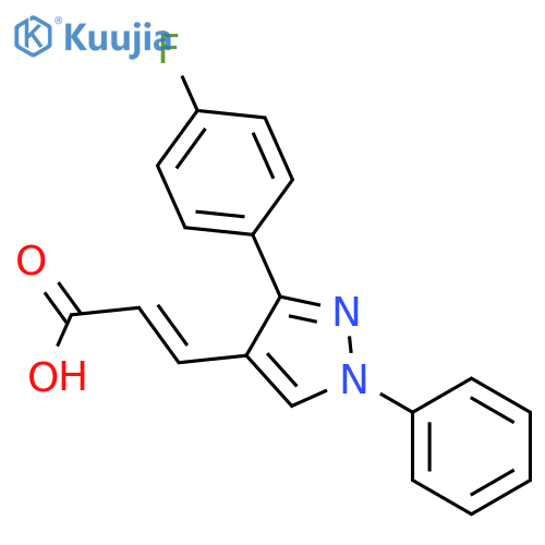 (2E)-3-3-(4-fluorophenyl)-1-phenyl-1H-pyrazol-4-ylprop-2-enoic acid structure