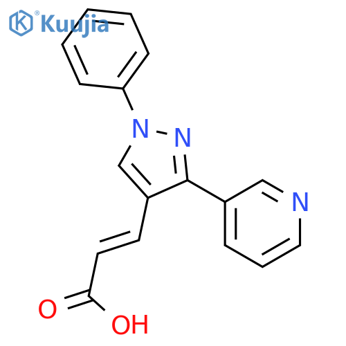 (2E)-3-1-phenyl-3-(pyridin-3-yl)-1H-pyrazol-4-ylprop-2-enoic acid structure