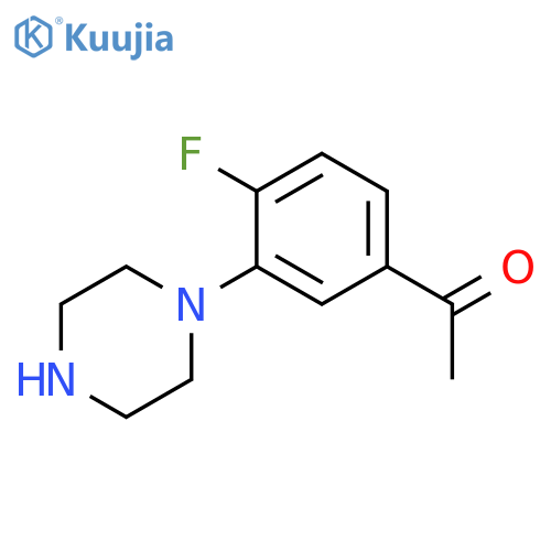 1-[4-fluoro-3-(1-piperazinyl)phenyl]-Ethanone structure