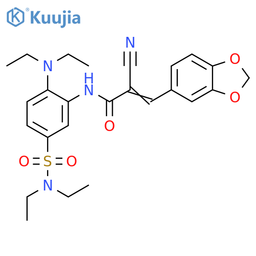 3-(1,3-Benzodioxol-5-yl)-2-cyano-N-[2-(diethylamino)-5-[(diethylamino)sulfonyl]phenyl]-2-propenamide structure