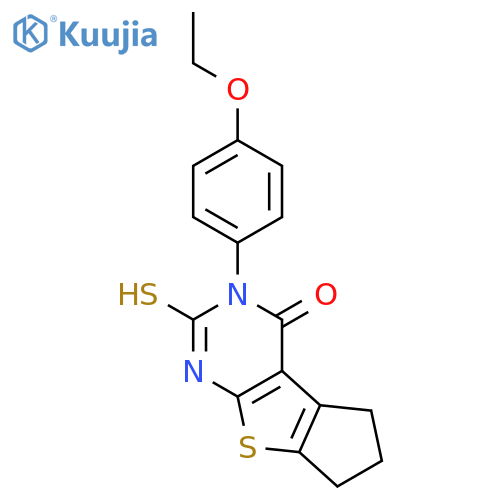11-(4-ethoxyphenyl)-10-sulfanyl-7-thia-9,11-diazatricyclo[6.4.0.02,?]dodeca-1(8),2(6),9-trien-12-one structure