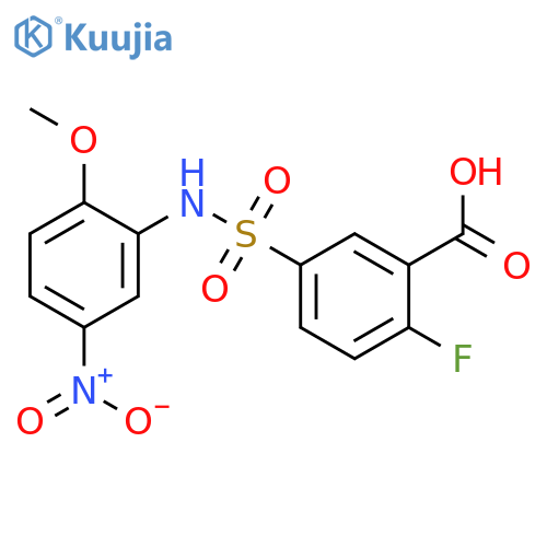 2-Fluoro-5-(2-methoxy-5-nitro-phenylsulfamoyl)-benzoic acid structure