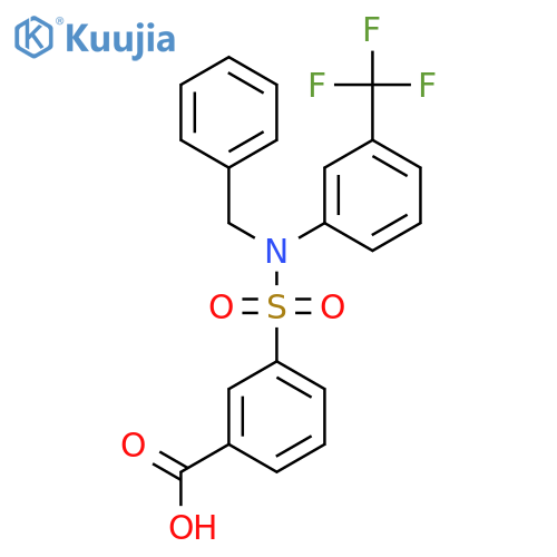 3-{benzyl3-(trifluoromethyl)phenylsulfamoyl}benzoic acid structure