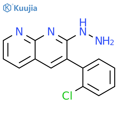 1,8-Naphthyridin-2(1H)-one, 3-(2-chlorophenyl)-, hydrazone structure