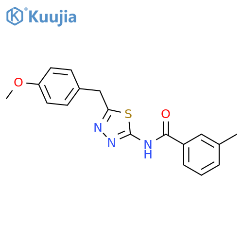 N-(5-(4-methoxybenzyl)-1,3,4-thiadiazol-2-yl)-3-methylbenzamide structure