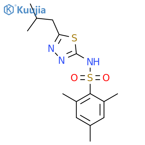 <br>2,4,6-trimethyl-N-[5-(2-methylpropyl)-1,3,4-thiadiazol-2-yl]benzenesulfonam ide structure