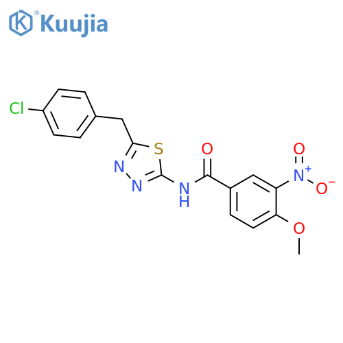 N-[5-(4-chlorobenzyl)-1,3,4-thiadiazol-2-yl]-4-methoxy-3-nitrobenzamide structure