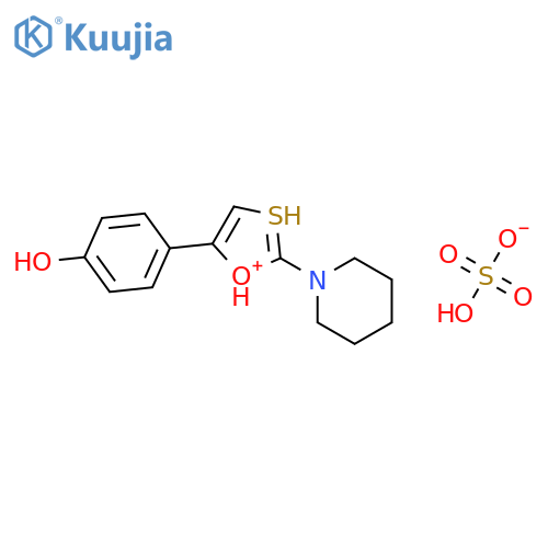 1,3-OXATHIOL-1-IUM, 5-(4-HYDROXYPHENYL)-2-(1-PIPERIDINYL)-, SULFATE (1:1) structure