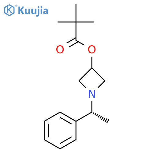 Propanoic acid, 2,2-dimethyl-, 1-[(1R)-1-phenylethyl]-3-azetidinyl ester structure