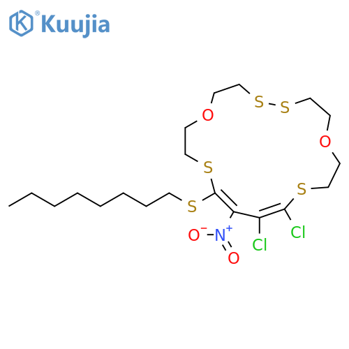 1,8-Dioxa-4,5,11,16-tetrathiacyclooctadeca-12,14-diene,12,13-dichloro-14-nitro-15-(octylthio)- structure