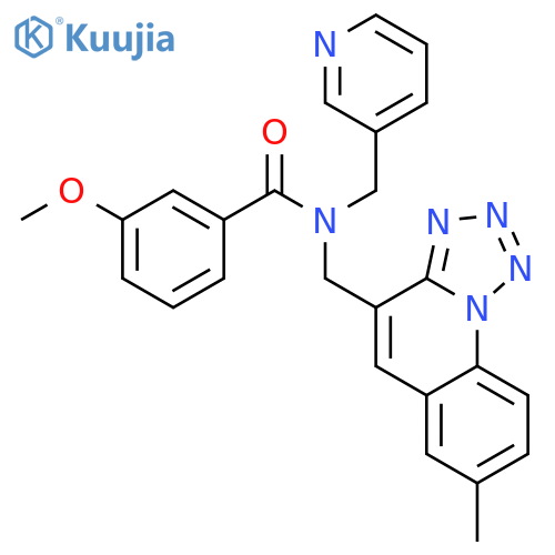 3-methoxy-N-[(7-methyltetrazolo[1,5-a]quinolin-4-yl)methyl]-N-(pyridin-3-ylmethyl)benzamide structure